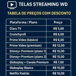 💺 | TELAS STREAMING WD e vendas