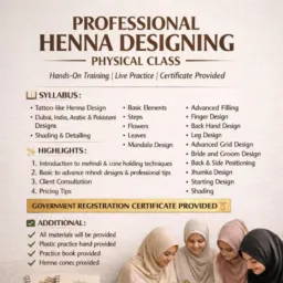 BASIC TO ADVANCED HENNA DESIGN PHYSICAL  COURSE