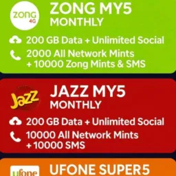 My 5 PKG. jazz, Zong, Ufone PKG available